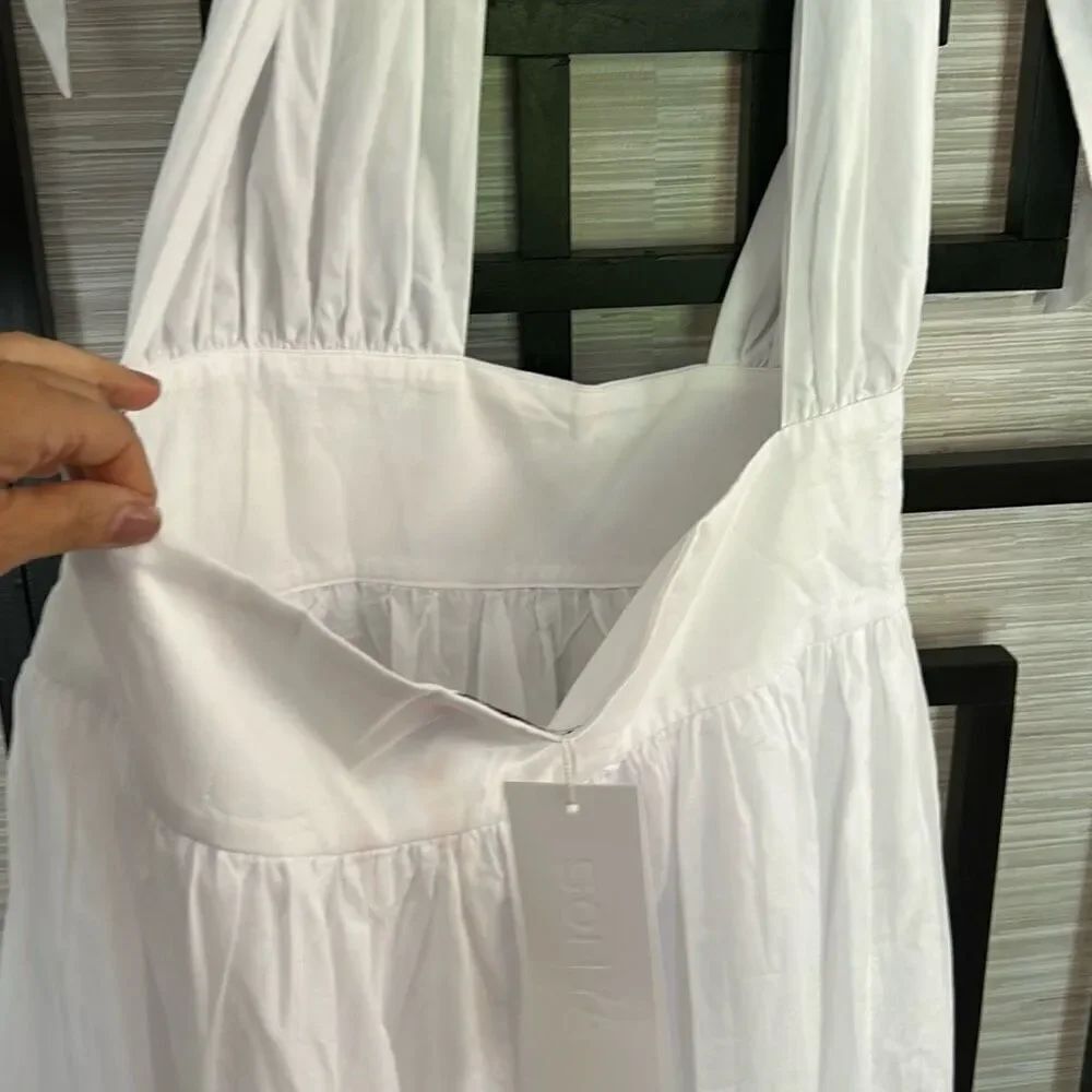 Nwt Sonya Australia White Cotton Marilyn Monroe Style Prairie Dress Peasant Dres — image 7 of 8